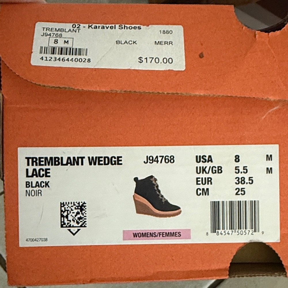 Merrell Black Tremblant Wedge Lace Shoes